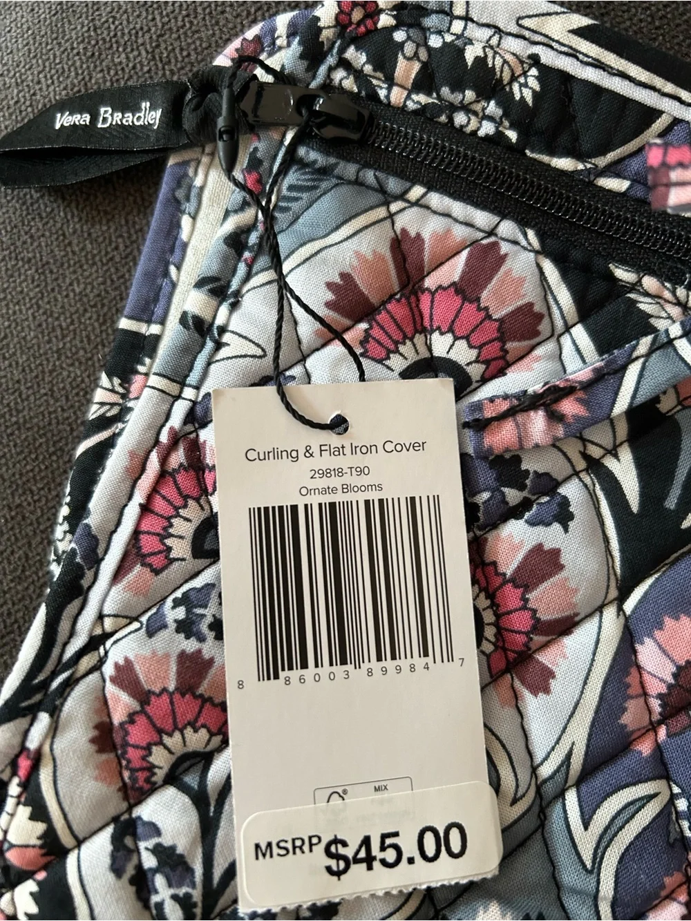 Vera Bradley Retired Ornate Blooms Quilted Curling & Flat Iron Cover Wrap Travel